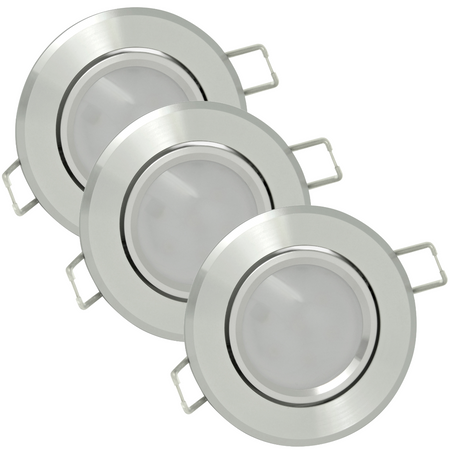 3x SUN OLAL Deckeneinbauleuchte silber glänzendes Aluminium GOLDLUX (Polux) + LED GU10 3,5W