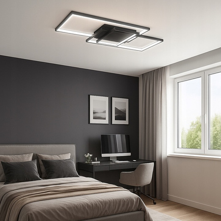 LED Kronleuchter Deckenleuchte 90W CCT GALAXIS VELA Schwarz + Fernbedienung