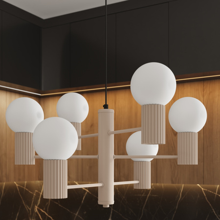 Kronleuchter Pendelleuchte 6x G9 Aluminium Taupe Halo French Sky SL.1836 Sollux