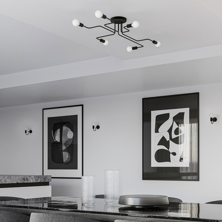 Deckenleuchte VECTOR 8xE27 Kronleuchter Schwarz Industrial SOLLUX