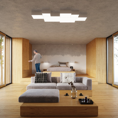 LED-Deckenleuchte Deckenaufbauleuchten HORUS E27 Quadratische Leuchte 25cm Weiß SOLLUX