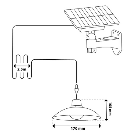 Solar-LED-Lampe, Hängelampe IP44 4000K+Fernbedienung HELIA LUMILED