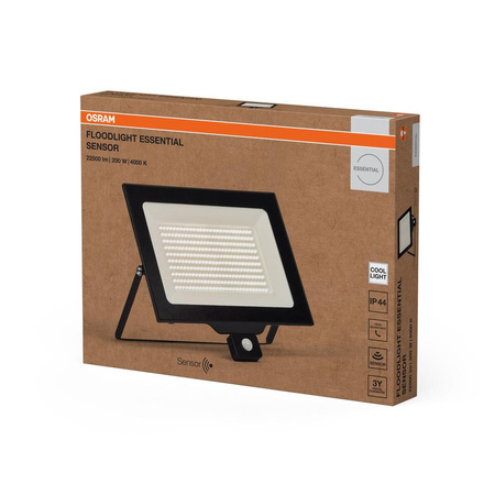LED-Flutlicht Außenfluter 200W 20000lm 4000K 110° Schwarz IP44 mit Bewegungs- und Dämmerungssensor Essentials Flutlicht Sensor Osram