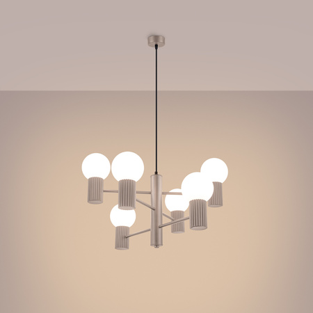 Kronleuchter Pendelleuchte 6x G9 Aluminium Taupe Halo French Sky SL.1836 Sollux