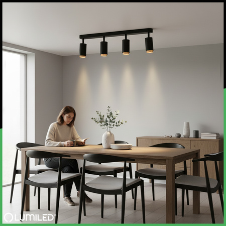 Reflektor-Deckenleuchte 4x GU10 ELIGIS Schwarz LUMILED