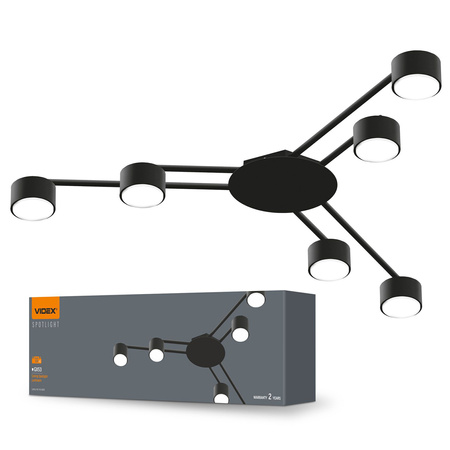 Kronleuchter Deckenleuchte 6x GX53 LED Schwarz Modern Videx