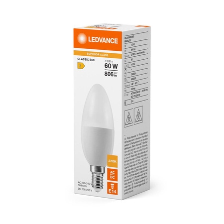 LED Lampen B37 E14 7.3W = 60W 806lm 2700K Warmweiß LEDVANCE