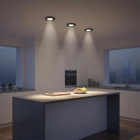 3x SUN OLAL GOLDLUX (Polux) bewegliche Deckeneinbauleuchte, schwarzes Aluminium + GU10 3,5W LED Lampen