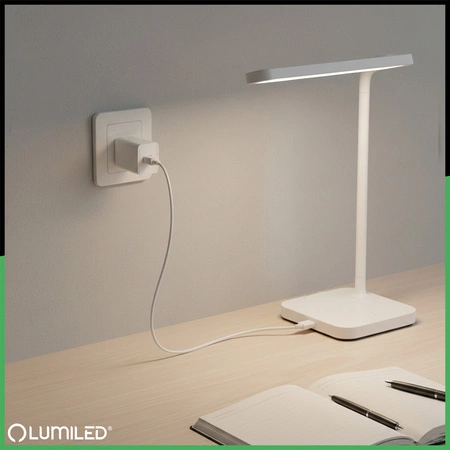 Ladegerät 1x USB 5V/1A DC Adapter Schreibtischlampe Weiß Lumiled