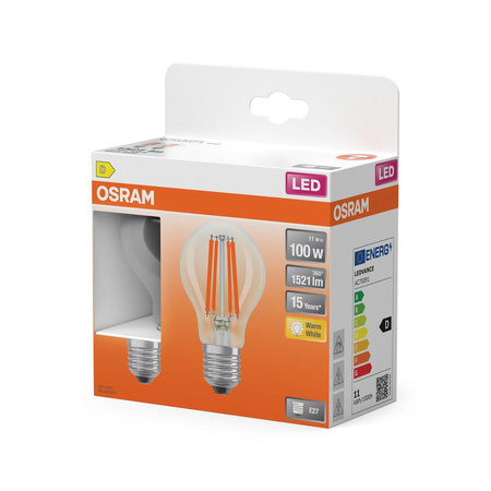 2x LED Lampen E27 A60 11W = 100W 1521lm 2700K Wärme 300° Filament OSRAM STAR