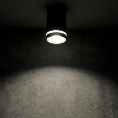 Aufputz FABRI GU10 Tuba Spot rund beweglich schwarzer Glasring GOLDLUX