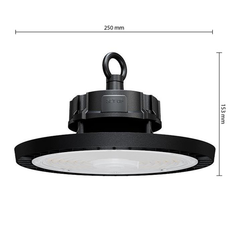 Industrial High Bay 150W 22500lm 5000 Cold 90° Dimmbar Schwarz IP65 Masterled LED Lampe
