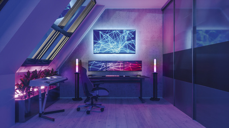 Intelligente LED-Stehleuchte 8W SMART+ WiFi RGB-Musikfunktion mit Fernbedienung Dimmbare schwarze Stimmungslichter LEDVANCE