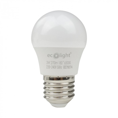 LED-Lampe P45 E27 3W 270lm 6500K kaltweiß Ecolight