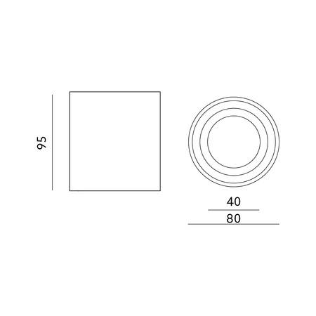 Aufputz-HALOGEN-Wasserdichtes Aluminium-SPOT-TUBE 95 mm IP44 Weiß AQUARIUS RUND Kobi