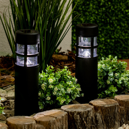 LED-Solar-Gartenlampe mit Nietenpfosten 6500K 40cm IP44