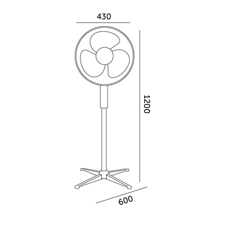 Bodenventilator Standwindmühle KOBI 45W 43cm Schwarz