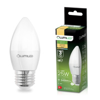 LED Lampen E27, Glühbirne B35 2.5W = 25W 249lm 180° 3000K warm LUMILED