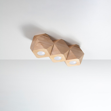WOODY 3xGU10 Geometrische Holzanbauleuchte SOLLUX