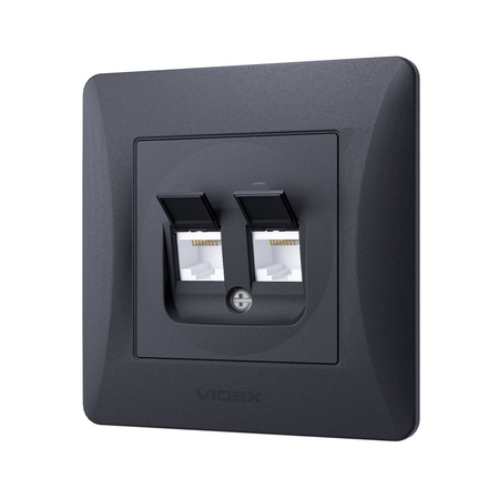 RJ45 Unterputz-Doppeldose für Computer schwarz BINERA VIDEX
