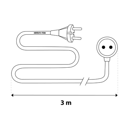 Netzverlängerungskabel Geerdete Steckdosenleiste 1 Steckdose 3m Weißes Kabel Lendo Lumiled