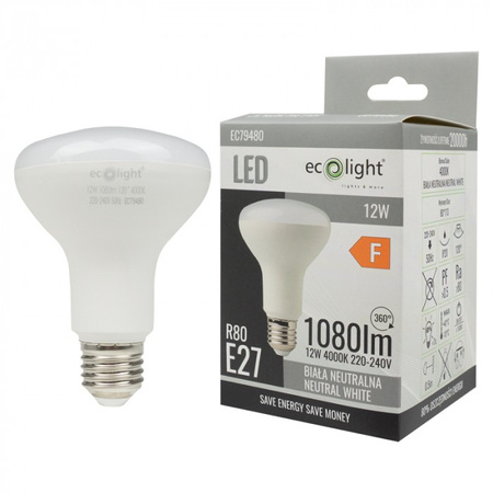 LED-Reflektor-Lampe R80 E27 12W 1080lm 4000K Neutral Ecolight
