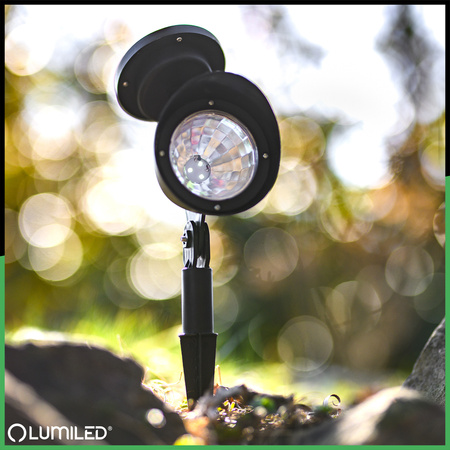 LED Solarbetriebene Gartenlampe Schwarz Gerichtetes OGA Reflektor IP44 6500K LUMILED