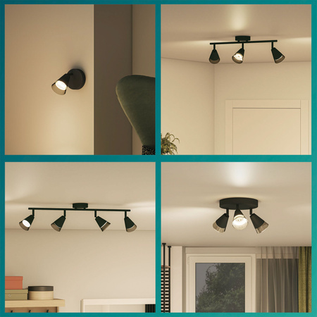 Reflektor-Deckenleuchte Aufbauleuchte 2x GU10 Schwarz Cleft Philips