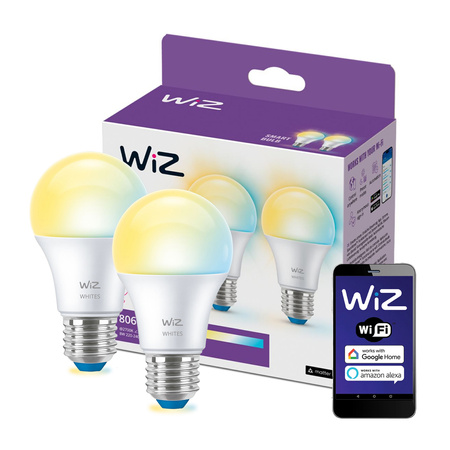 LED Lampen 2x E27 A60 8W = 60W 2700-6500K SMART WiFi WiZ