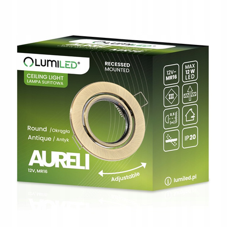 Einbaustrahler GU10, MR16 Einbauspot HALOGEN Runde beweglich Antik Blech AURELI LUMILED