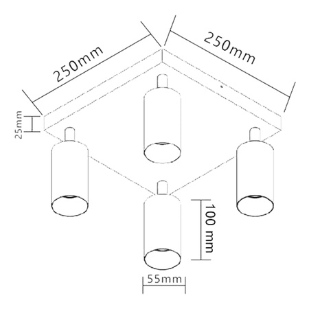 ERIS GOLD 4xGU10 LED Deckenleuchte verstellbar