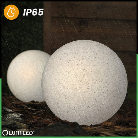 Gartenleuchte E27, Steinkugel 20cm IP65 LUMIKULA LUMILED