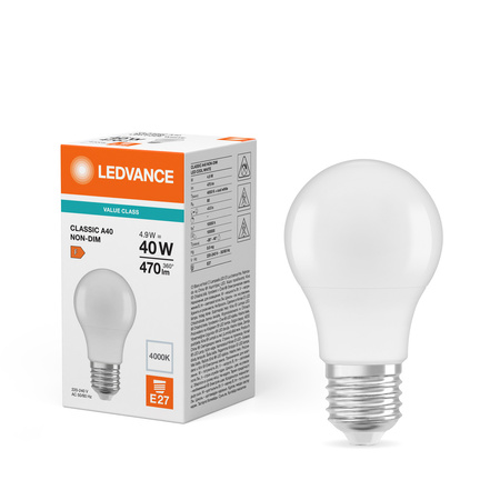 LED Lampen A60 E27 4.9W = 40W 470lm 4000K Neutralweiß LEDVANCE