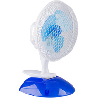 Tischventilator Luftzirkulator Standventilator 31 cm 13 W Weiß-Blau + Clip