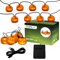 Batteriegirlande 8xLED Deko-Kürbisse 4,45m Halloween-Lichter + USB C