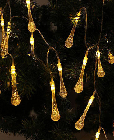 Solar Hängegirlande 20 LED Teardrops Gartenlampe 580 cm Eiszapfen warme Farbe