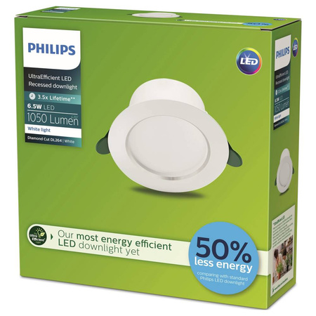 LED-Einbauleuchte 6.5W 1050lm 3000K Weiß Diamond Philips