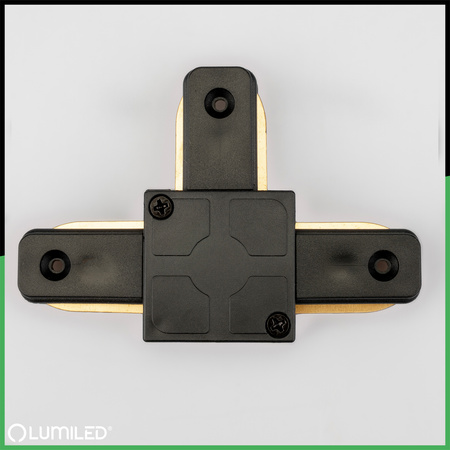 Schwarzer Dreifach-T-Stecker für einphasige Sammelschienen – Sammelschienen