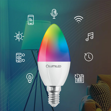 Lampen E14, Glühbirne B35 5W = 40W 450lm CCT RGB Dimmbar Kerze Intelligent TUYA WiFi SMART SAYO LUMILED