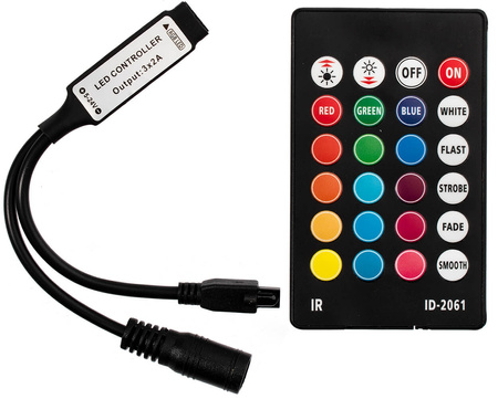 RGB IR LED-Streifen-Controller 24 TASTEN 72W 3x2A 12V DC MINI + FERNBEDIENUNG