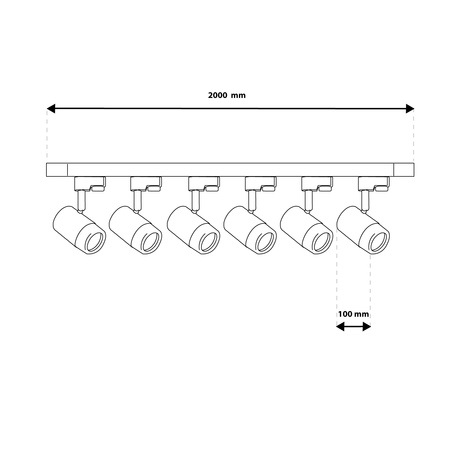 2m Stromschiene + 6x Schienenstrahler GU10 Schwarz-Gold SAGI LUMILED