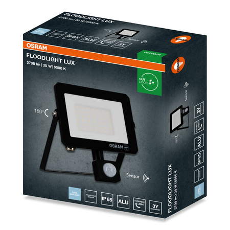 LED-Strahler Halogen-Außenstrahler 30W 6500K 2700lm IP65 mit Bewegungs- und Dämmerungssensor FLOODLIGHT LUX OSRAM