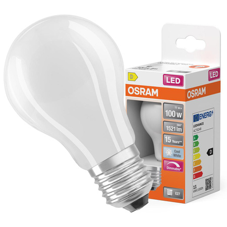 LED-Lampe E27 A60 11W = 100W 1521lm 4000K Neutral 300° Glühfaden Dimmbar OSRAM SUPER STAR
