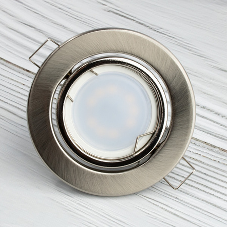 Einbaustrahler GU10, MR16 Einbauspot HALOGEN Runde beweglich Satin Blech LUMILED