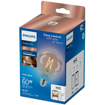 LED-Lampe E27 G95 7W = 60W 2700-6500K FILAMENT SMART WiFi Philips WiZ