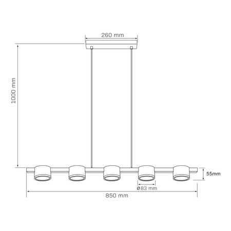 Hängelampe 5x GX53 Schwarz MIRELLA Sanico Goldlux