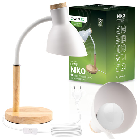 Schreibtischlampe Schule Zeichentisch Dekorativ E27 NIKO Weiß Lumiled