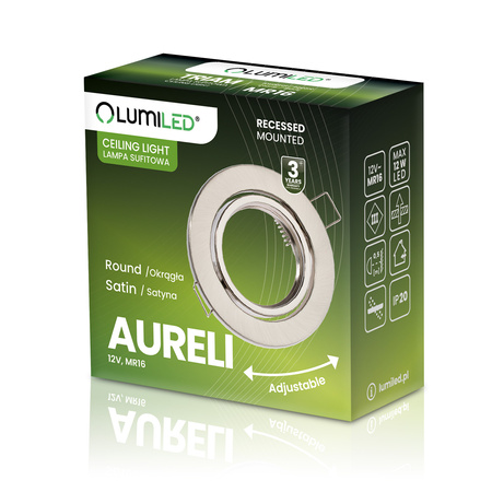 Einbaustrahler GU10, MR16 Einbauspot HALOGEN Runde beweglich Satin Blech AURELI LUMILED