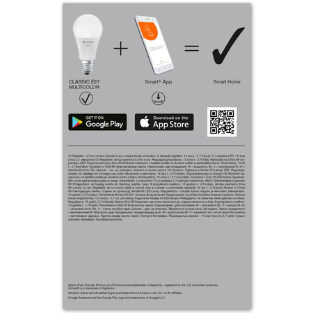 3x LED Lampen E27 A60 9W 806lm CCT RGB LEDVANCE SMART+ WiFi Dimmbar