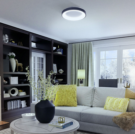 Plafond LED-Deckenleuchte Aufbauleuchte 72W 7500lm 2700-6000K CCT Schwarz Dimmbar + EDGE Fernbedienung Videx